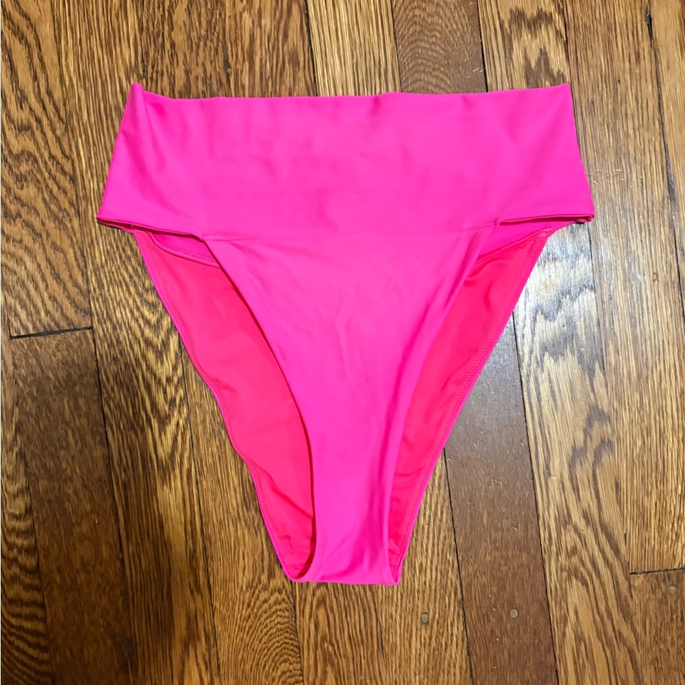 Aerie High-Waist Bikini Bottoms in Hot Pink